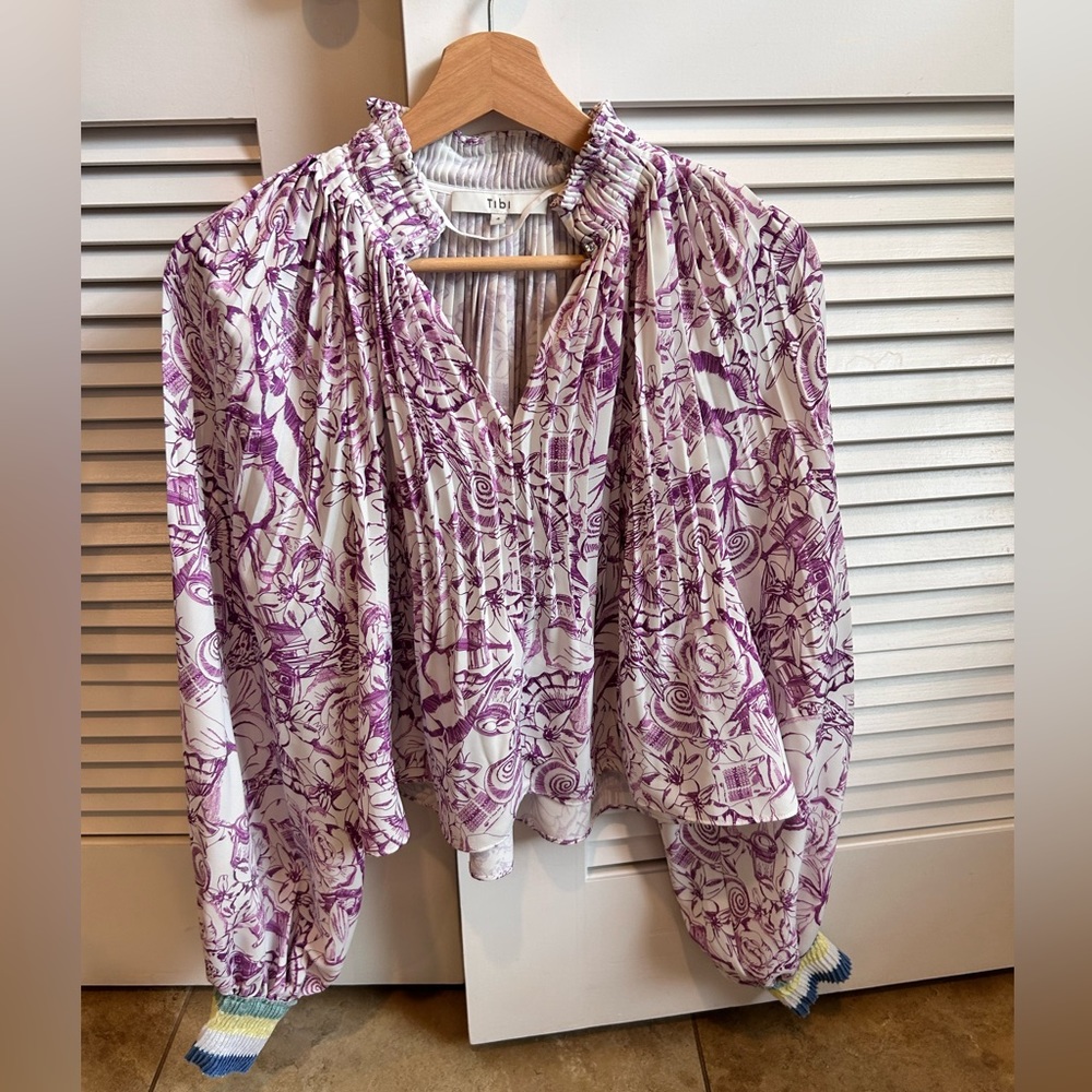 Tibi lilac toile cropped blouse